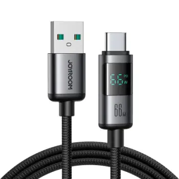 Kabllo USB Joyroom S-AC066A6 USB-A në USB-C, 1.2m, 66W, me ekran, i zi