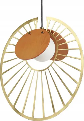 Lampë varëse Beliani Bargo, metal dhe dru, stil modern, ari mat