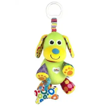 Lodër pelushi Lamaze Noisy Puppy, me tinguj, me unazë varëse, shumëngjyrësh
