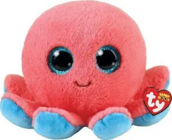 Lodër pelushi TY Beanie Boos Sheldon Octopus, 15cm, sy me shkëlqim, shumëngjyrëshe