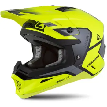 Helmetë motocross Cassida Cross Cup 2 Napa, madhësia M, fluo e verdhë e zezë gri perlë
