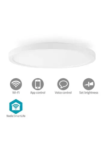 Llambë tavani Nedis SmartLife Wi-Fi, LED 29 cm RGB 2700-6500K, e bardhë