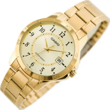 Orë dore Casio MTPV004G-9B, analog quartz, inox, e artë
