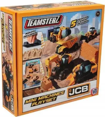 Set lodrash ndërtimi Teamsterz JCB Mini Machines, 5 automjete, me rërë, portokalli