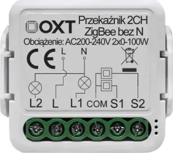 Modul rele inteligjent OXT Mini Relay 2 Circuits Without N, ZigBee Tuya, 2x5A