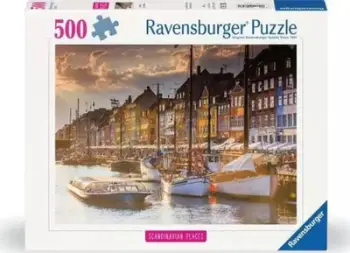 Puzzle Ravensburger Scandinavian Places Sunset in Copenhagen, 500 pjesë, 12+