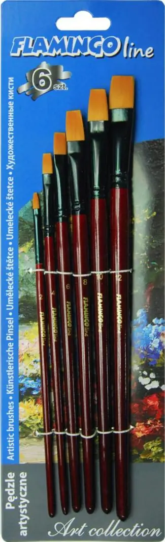 Set penelash Titanum Artistic Brushes, 6 copë, fije sintetike, dorezë e kuqe