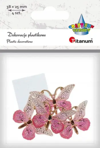 Dekorime vetëngjitëse Titanum Butterflies, 38x23mm, rozë ari