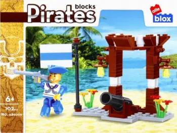 Lodër ndërtimi me blloqe Set with a Cannon, 102 pjesë, me piratë dhe top, shumëngjyrëshe