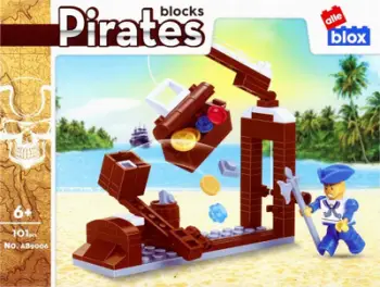 Lodër konstruktive piratë, 101 pjesë, me arkë thesari, shumëngjyrëshe