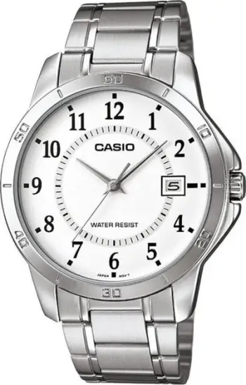 Orë dore Casio MTPV004D 7B, analoge, çelik inox, argjend