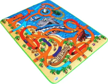 Tapet lojërash ODS Hot Wheels 42021 Shark City, 120cm, sipërfaqe e larshme, shumëngjyrësh