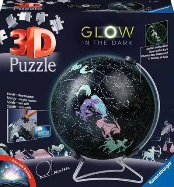Puzzle 3D Ravensburger Glow in the Dark Star Globe 11544, 190 pjesë, glob me yje, shumëngjyrësh