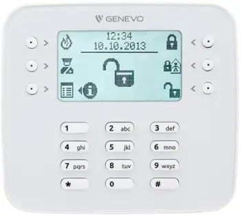 Tastierë pa tela GENEVO EVOKPD-SL, për panel alarmi PRiMA, ekran LCD, e bardhë