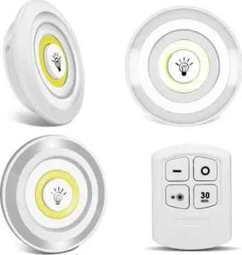 Set llamba LED COB wireless, 3 copë, me telekomandë, të bardha