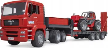 Set lodrash Bruder MAN TGA Low Loader Truck me Manitou Loader, model 02774, plastikë, multicolor
