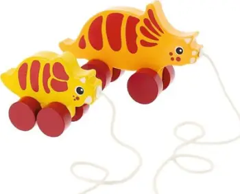 Lodër druri për tërheqje Trefl Dino Triceratops, me rrota, 1+