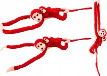 Lodër pelushi majmun me bebe Plush Monkey, 90 cm, e kuqe