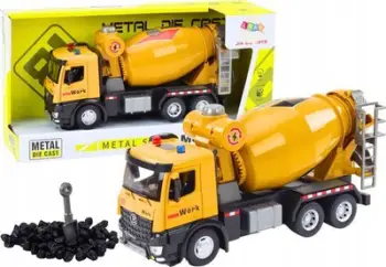 Kamion lodër mikser betoni Metal Die Cast, drita dhe tinguj, fërkim, i verdhë
