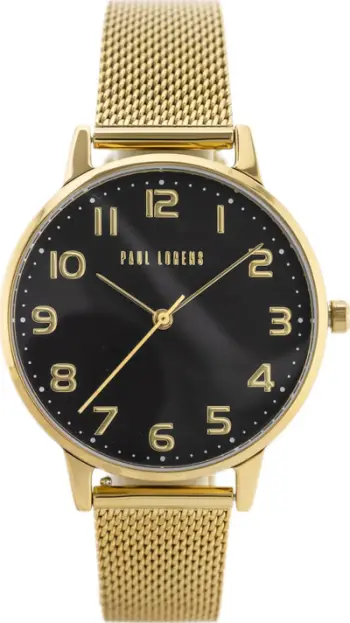 Ora dore Paul Lorens PL11715B2-1D1, kuarc, çelik inox, e zezë me ari