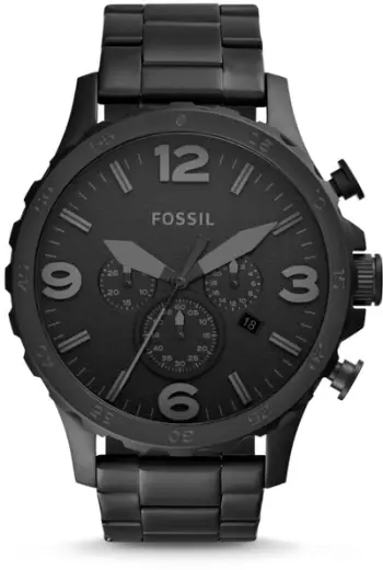 Orë dore Fossil Nate JR1401, kronograf quartz, rezistente ndaj ujit 50 m, e zezë
