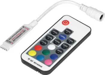 Kontrollor wireless për shirita LED RGB me telekomandë, 17 butona, 12V 6A 72W, i bardhë