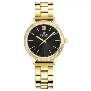 Orë femrash Giewont GW1140-B4, quartz, xham safir, e artë e zezë