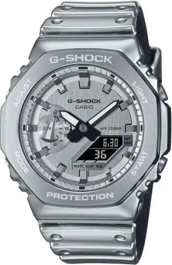 Orë dore Casio G-Shock GM-2100YM-8AER, rezistente ndaj goditjeve, 20BAR, argjendi
