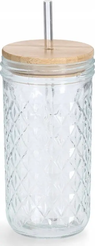 Enë qelqi Zeller Present, me kapak bambuje, qelq transparent