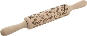 Shtypëse brumi ORION Rolling Pin Wood Decor, 33 cm, dru, me motive stalks