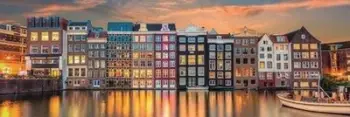 Puzzle Clementoni Panorama Bright Amsterdam, 1000 pjesë, 98 x 33 cm, shumëngjyrëshe
