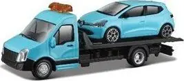 Makina lodër Bburago Tow Truck Street Fire, metal 1:43, blu e çelët e zezë