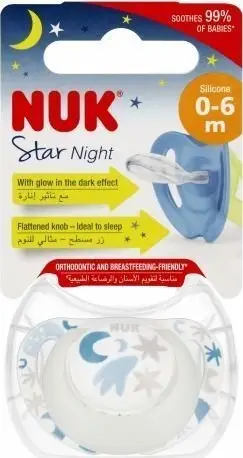 Çupë silikoni NUK Star Night M1, 0-6 muaj, 1 copë
