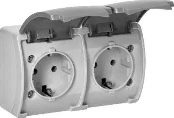 Prizë dyshe Aquatic 2x2P+E Schuko, IP44, gri grafit