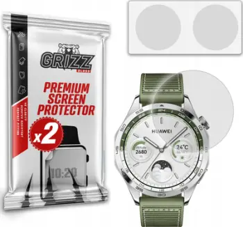 Filma mbrojtës Grizzprotector për Huawei Watch GT 4 46mm, set 2 copë, kundër gjurmëve të gishtave, transparent