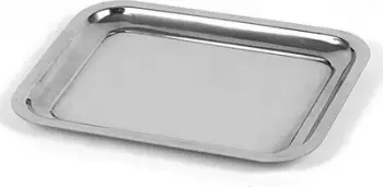 Tabaka shërbimi drejtkëndëshe inox, çelik inoksi, shkëlqim i lartë, argjendtë
