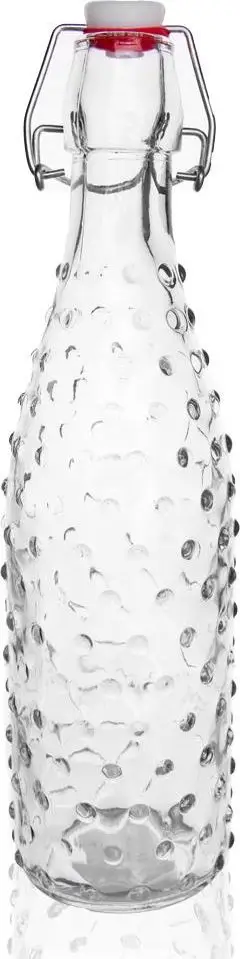 Shishe qelqi dekorative Orion, 1L, me kapëse metalike, transparente