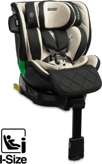 Sediolje për fëmijë Turox i-Size, rotacion 360°, ISOFIX, gri e zezë