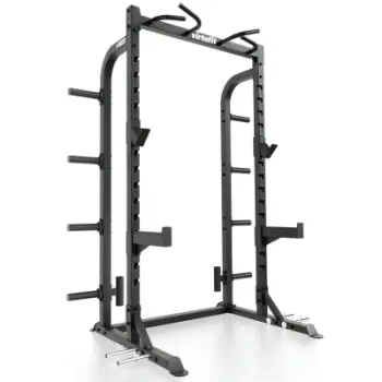 Half rack force VirtuFit HR100, stacion squat dhe bench, me shufër për pull up, i zi