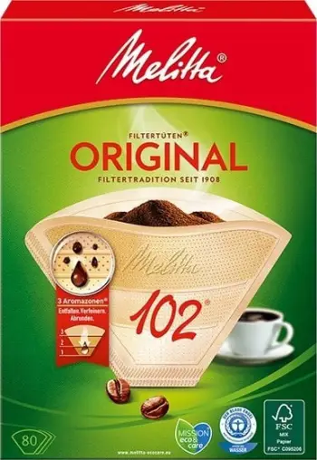 Qese filtri për kafe Melitta Aroma Zones, madhësia 102, 80 copë, kafe