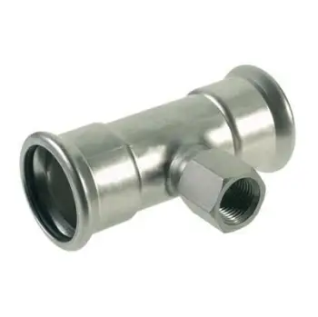 Tee inoks KAN-therm 35 x 1" x 35mm, filetë femëror, çelik inox 316L, argjend