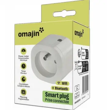 Prizë e mençur OMAJIN Smart Plug, WiFi dhe Bluetooth, matje energjie, e bardhë, set 2 copë
