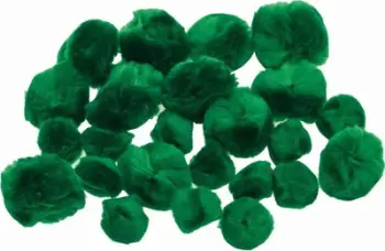 Toptha dekorativë Brewis Fluffy, set 24 copë, madhësi të përziera, jeshil