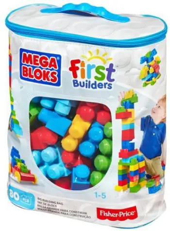 Set Mega Bloks First Builders - Blue Bag, 80 elemente
