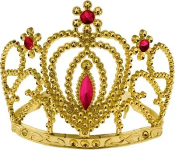 Kurorë Diadem With Rubies, dekorime të kuqe, plastike, ngjyrë e artë