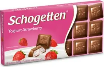Çokollatë Schogetten Yoghurt Strawberry, qumështi, luleshtrydhe