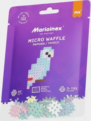 Lodër ndërtuese Marioinex Micro Waffle Parrot, 80 elemente, shumëngjyrëshe