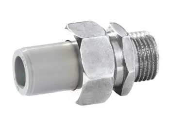 Lidhës tubash PP R Gripple Union M PT 16 G1/2", PN20, gri
