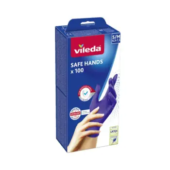 Doreza nitrili Vileda Safe Hands S/M, 100 copë, blu