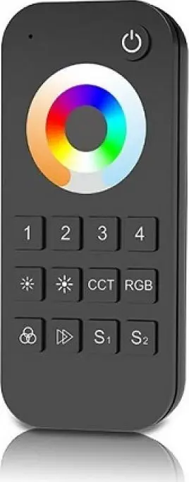 Telekomandë LED RT10, RF, 4 zona RGB RGBW CCT, e zezë